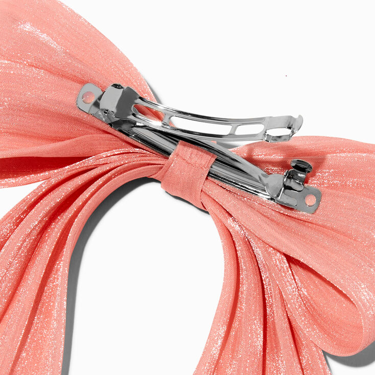 Pink Organza Hair Bow Clip,