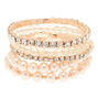 Rose Gold Pearl Stretch Bracelets - 5 Pack,