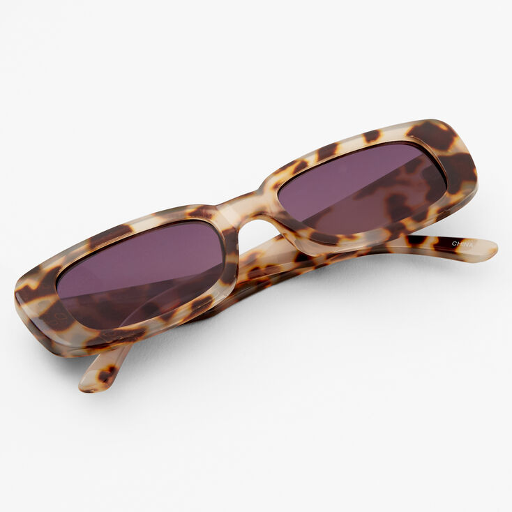Slim Rectangular Tortoiseshell Sunglasses,