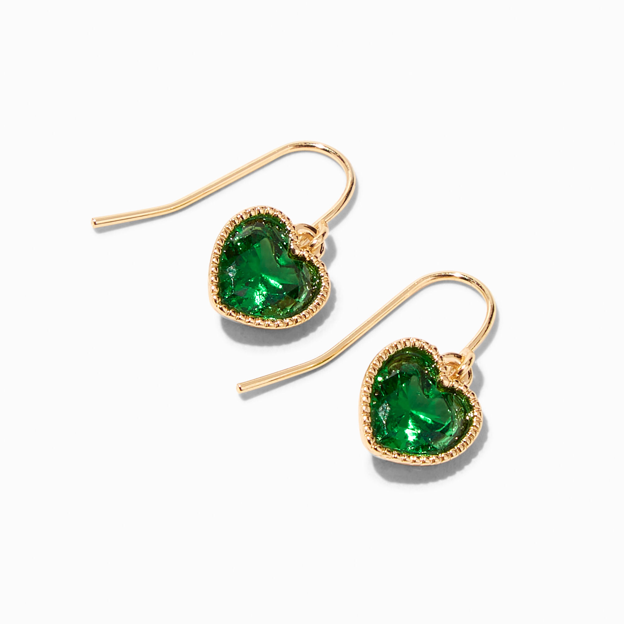Green Heart 0.5 Gold Drop Earrings