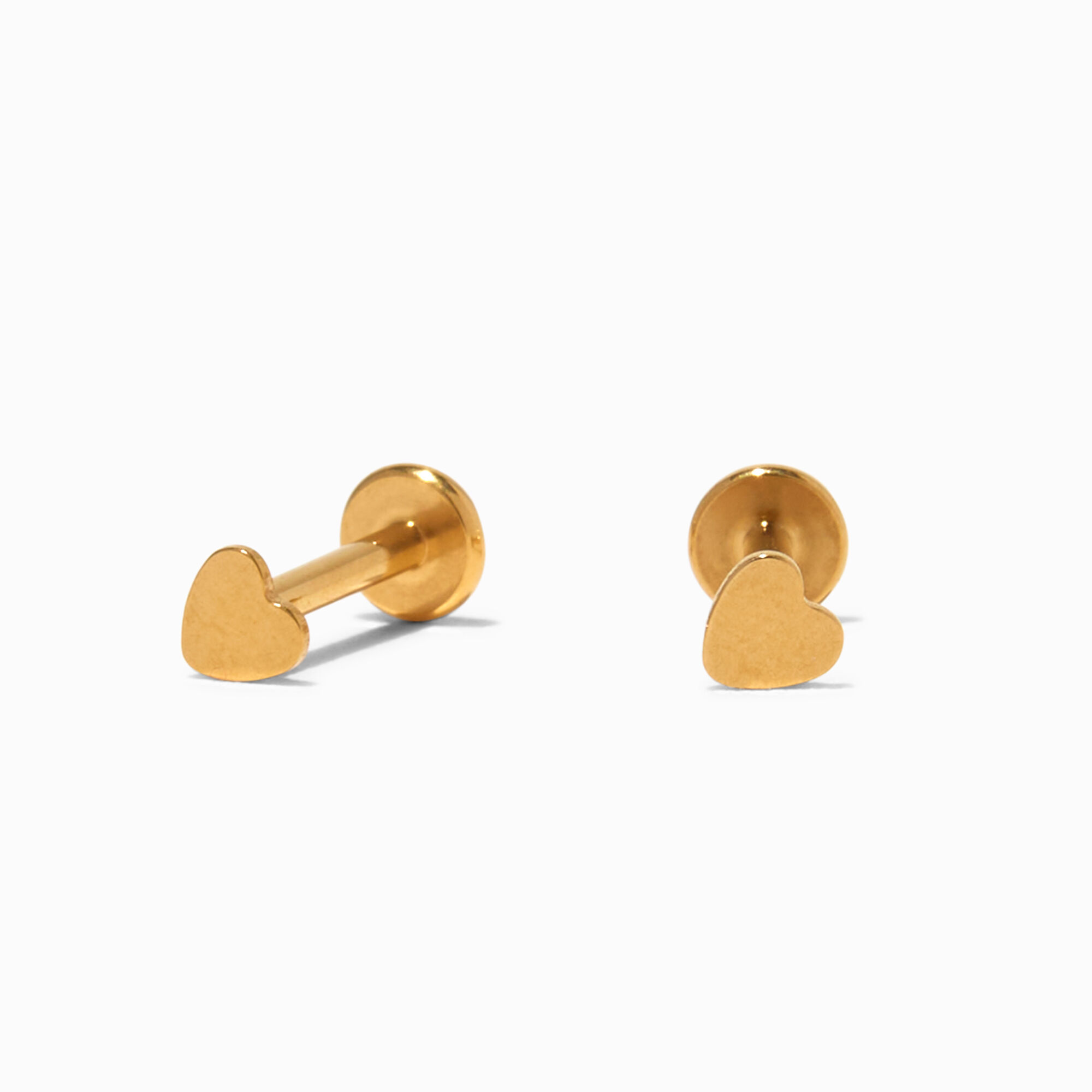 View C Luxe By Claires Titanium Micro Heart Flat Back Stud Earrings Gold information