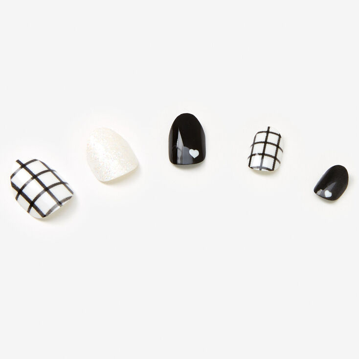 Claire's Black & White Dot Stiletto Vegan Faux Nail Set - 24 Pack