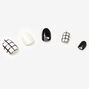 Black &amp; White Checkered Stiletto Press On Vegan Faux Nail Set - 24 Pack,