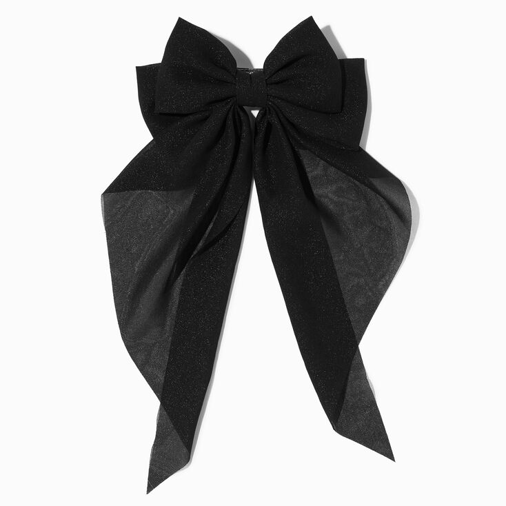 Black Long Tail Hair Bow Clip,