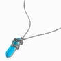 Flower-Wrapped Blue Glow In The Dark Mystical Gem Pendant Necklace,