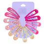 Pretty Pink Glitter Snap Hair Clips - 12 Pack,