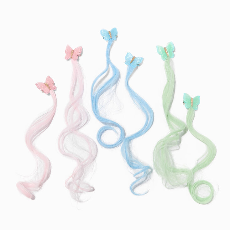 Claire&#39;s Club Faux Hair Butterfly Hair Clips - 6 Pack,