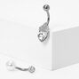 Silver 14G Queen of Hearts Stone Belly Ring,