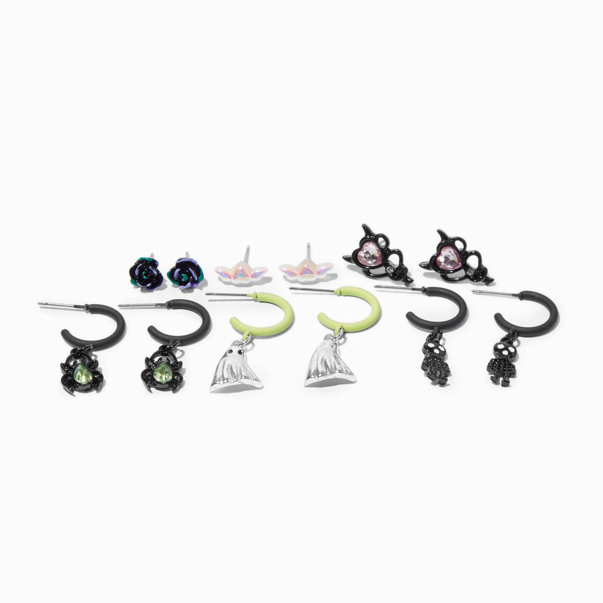 Halloween Creepville Mixed Stud & Drop Earrings - 6 Pack,