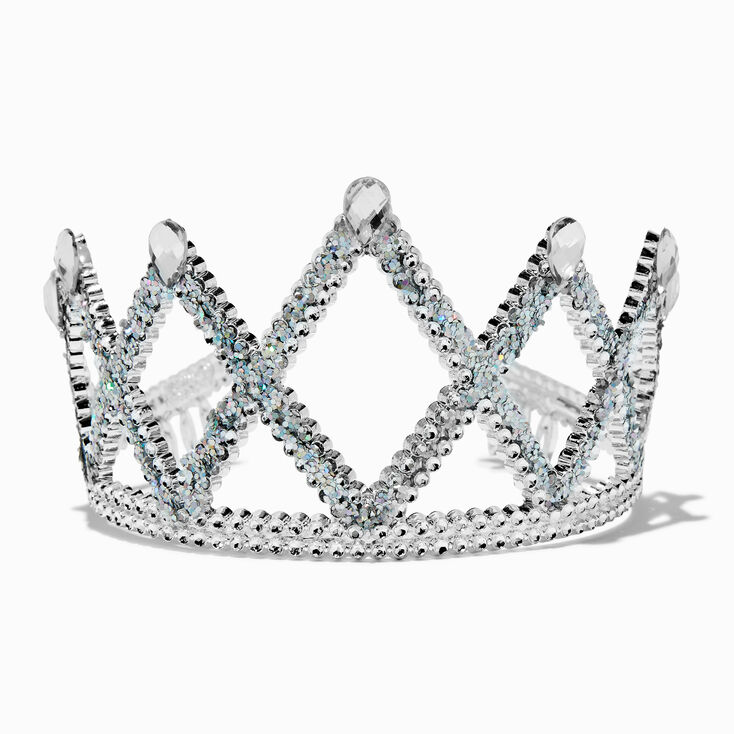 Claire&#39;s Club Silver Glitter Princess Tiara,