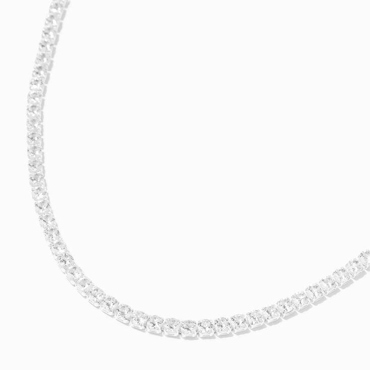 Silver-tone Crystal Chain Necklace,