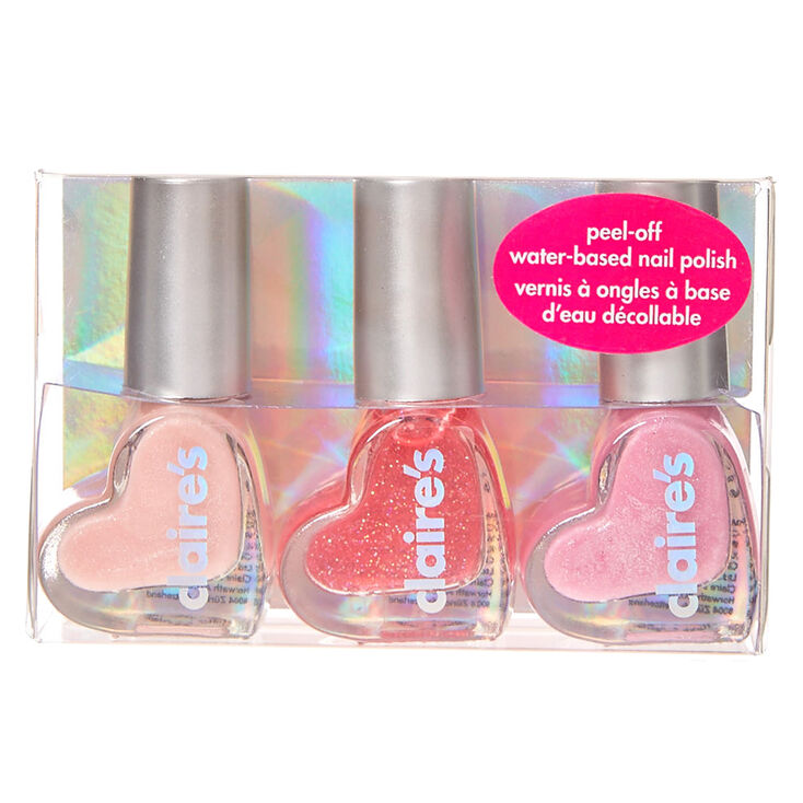Glittery Pink Peel Off Water Based Nail Polish Trio Claire S