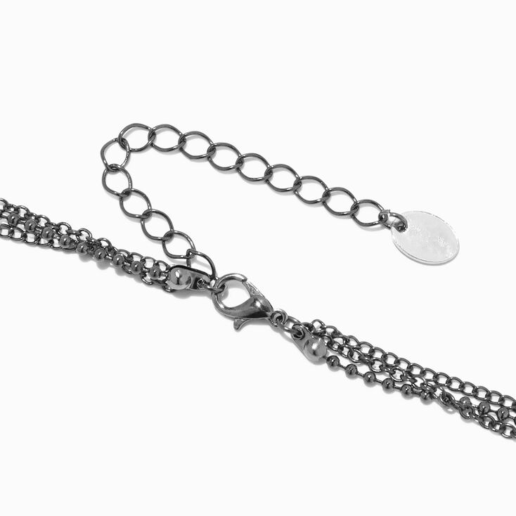 Black Dead Teddy Bear Icon Multi-Strand Necklace,