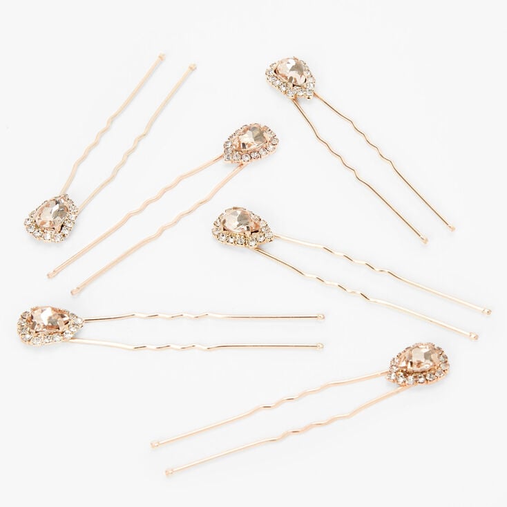 Rose Gold-tone Halo Hair Pins - 6 Pack,