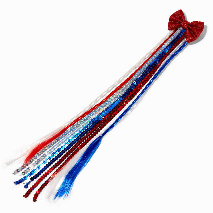 Red, White, &amp; Blue Sequin Faux Hair Bow Clip,
