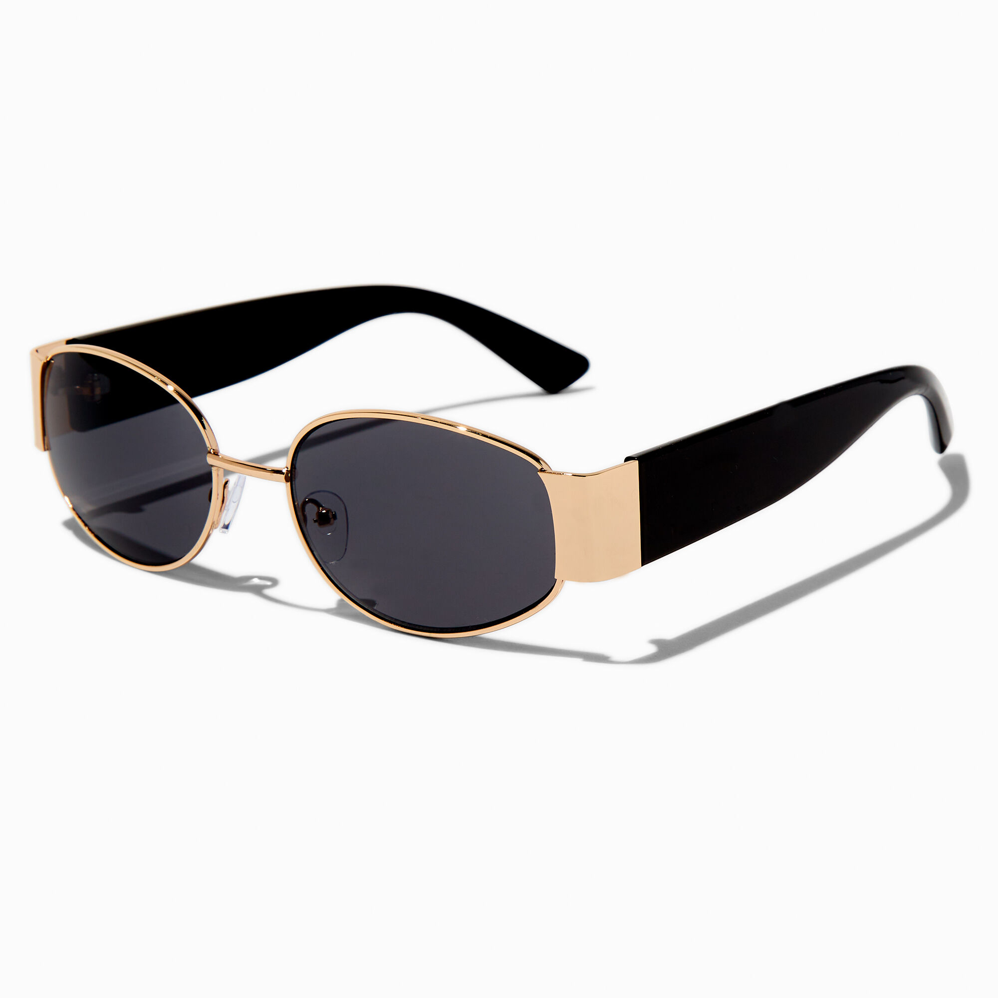 Black Gold tone Oval Sunglasses Claire s
