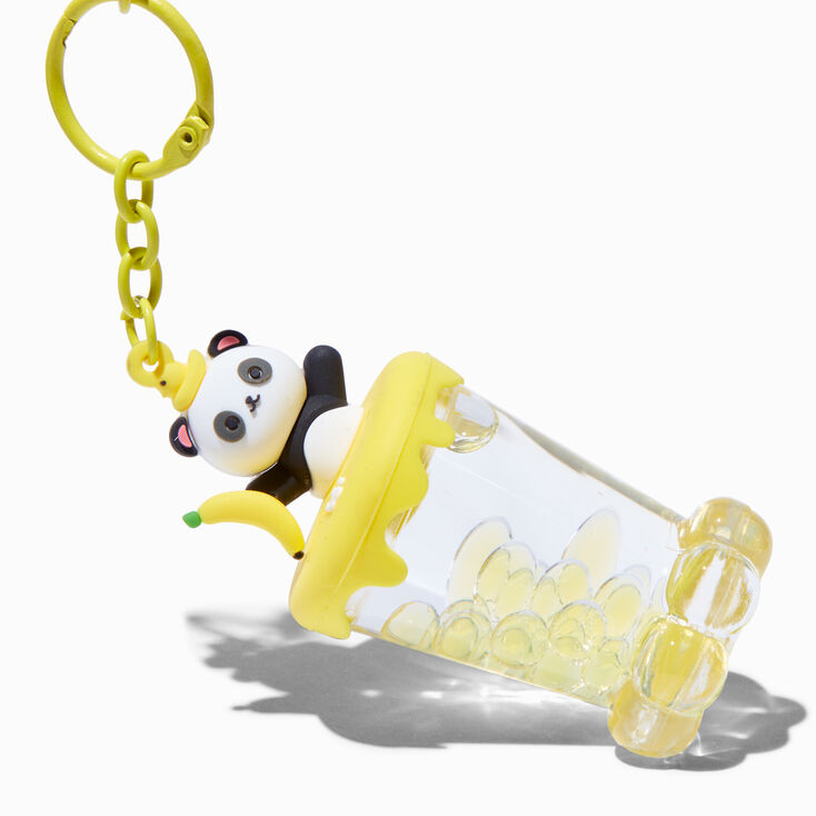 Panda Banana Water-Filled Glitter Keychain