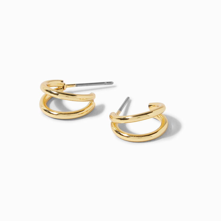 C LUXE by Claire&#39;s 18k Yellow Gold Plated 12MM Double Hoop Earrings,