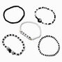 Black &amp; White &quot;Dream&quot; Seed Bead Stretch Bracelets - 5 Pack,