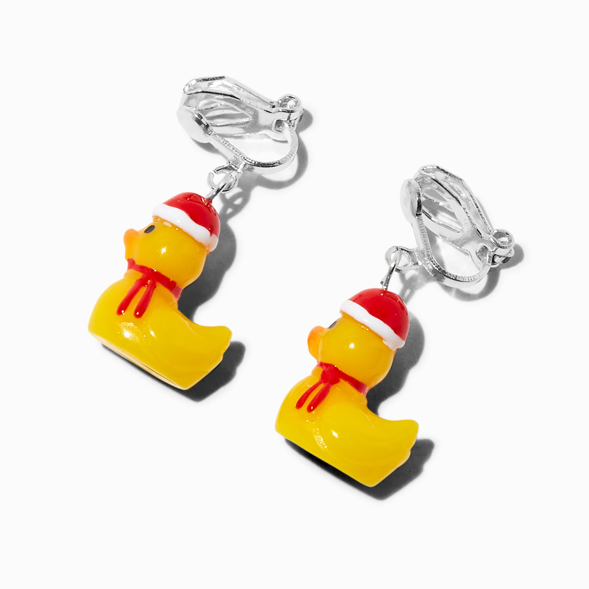 View Claires Santa Ducky 075 ClipOn Drop Earrings Red information