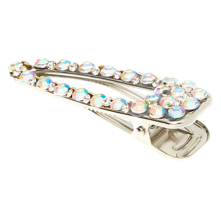 Silver Iridescent Bling Jumbo Hair Clip,