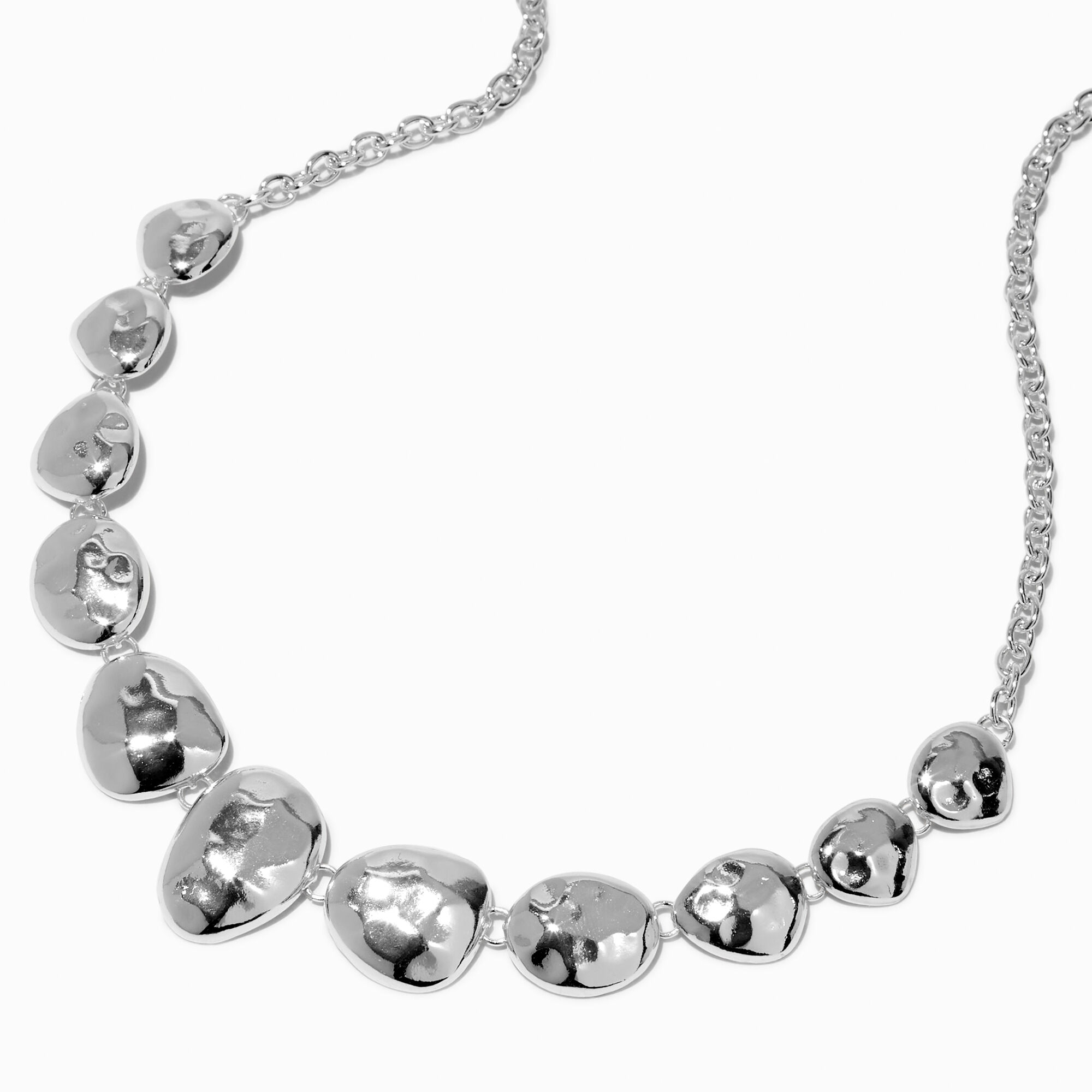 View Claires Tone Pebble Necklace Silver information