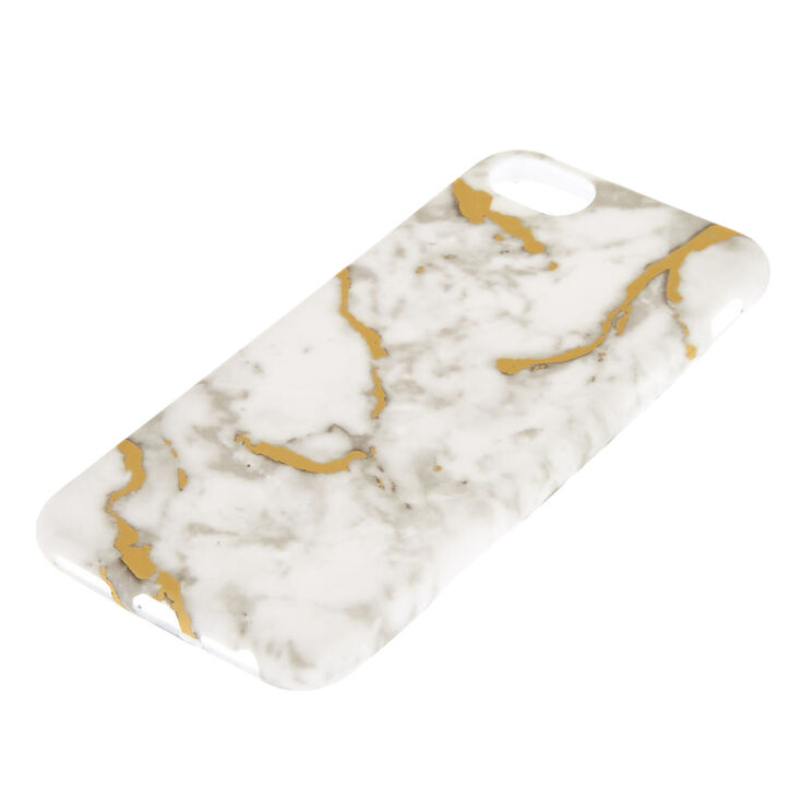 White &amp; Gold Marble Phone Case - Fits iPhone 6/7/8 Plus,