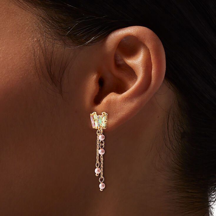 Pink Butterfly Fringe Drop Earrings,