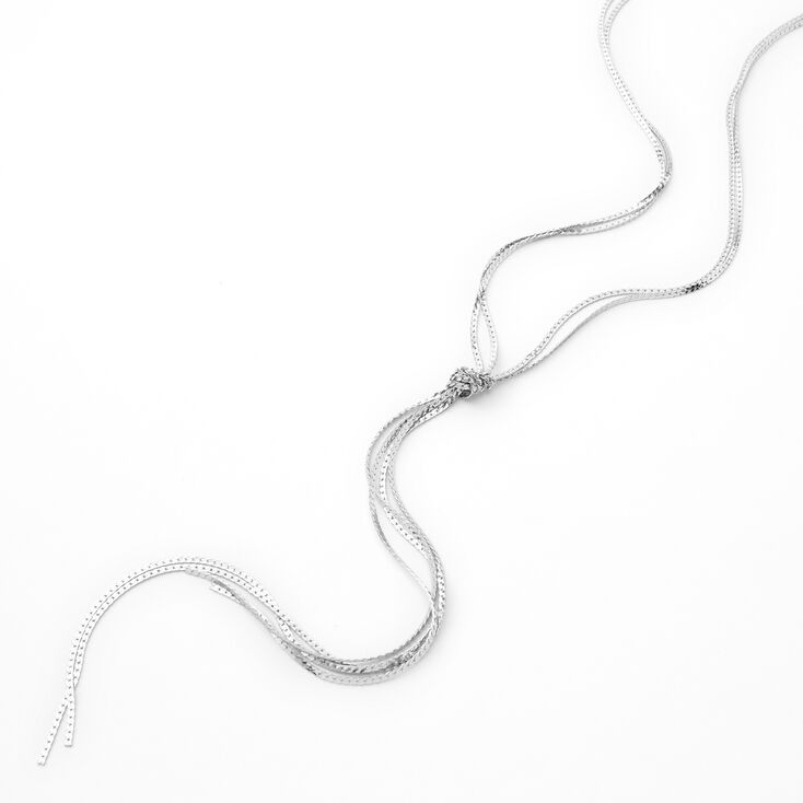 Silver Knotted Rope Long Necklace,