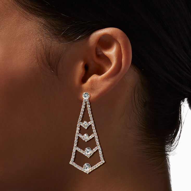 Gold Pyramid Chandelier Drop Earrings,