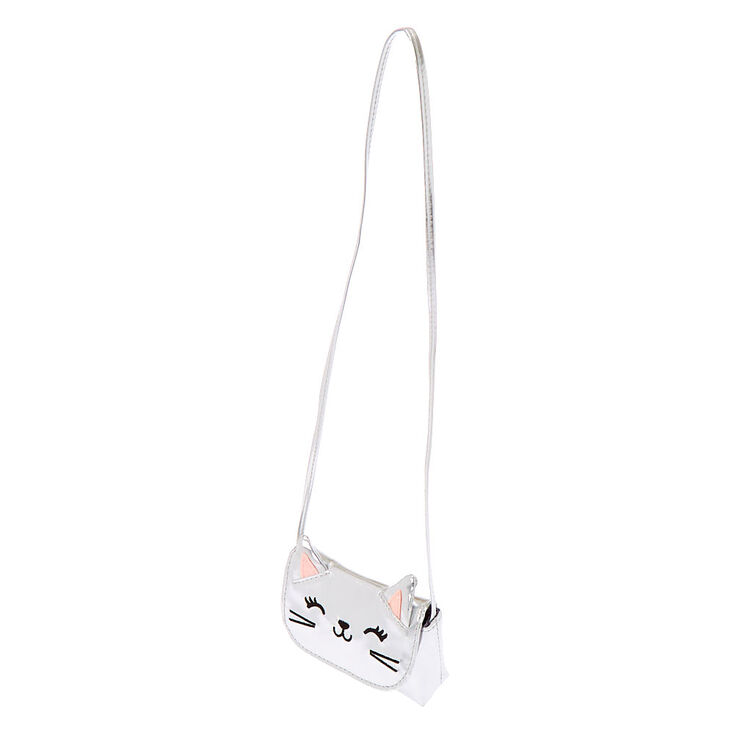 Claire&#39;s Club Cat Crossbody Bag - Silver,