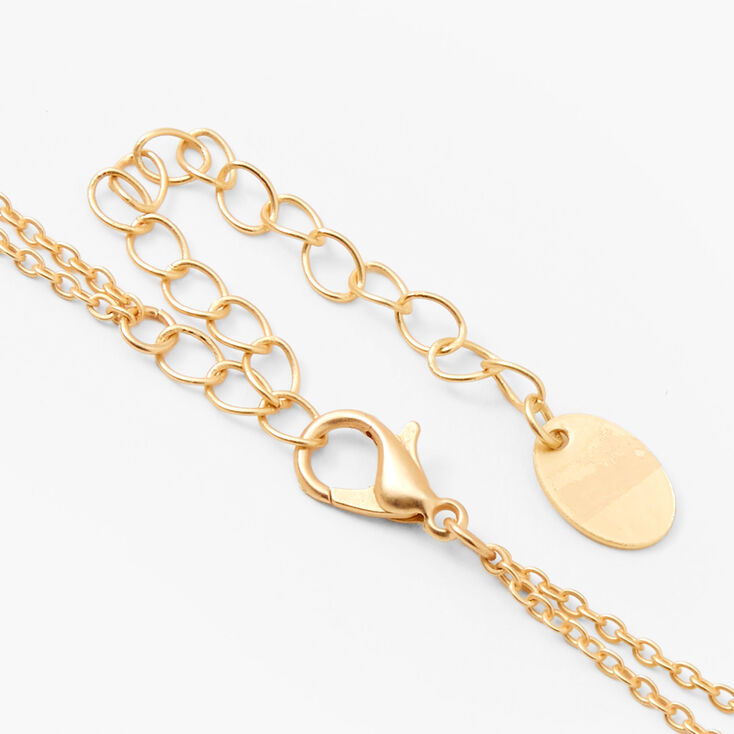 Gold Medallion Feather Multi Strand Pendant Necklace - Pink,