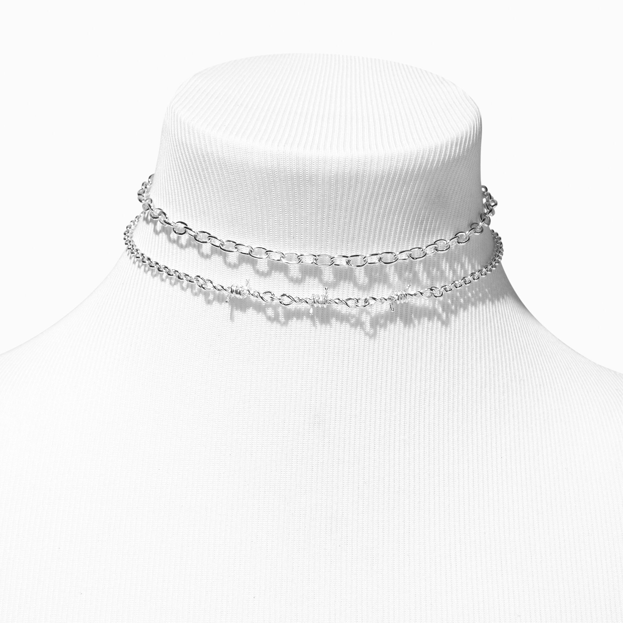 Silver barbed wire choker top