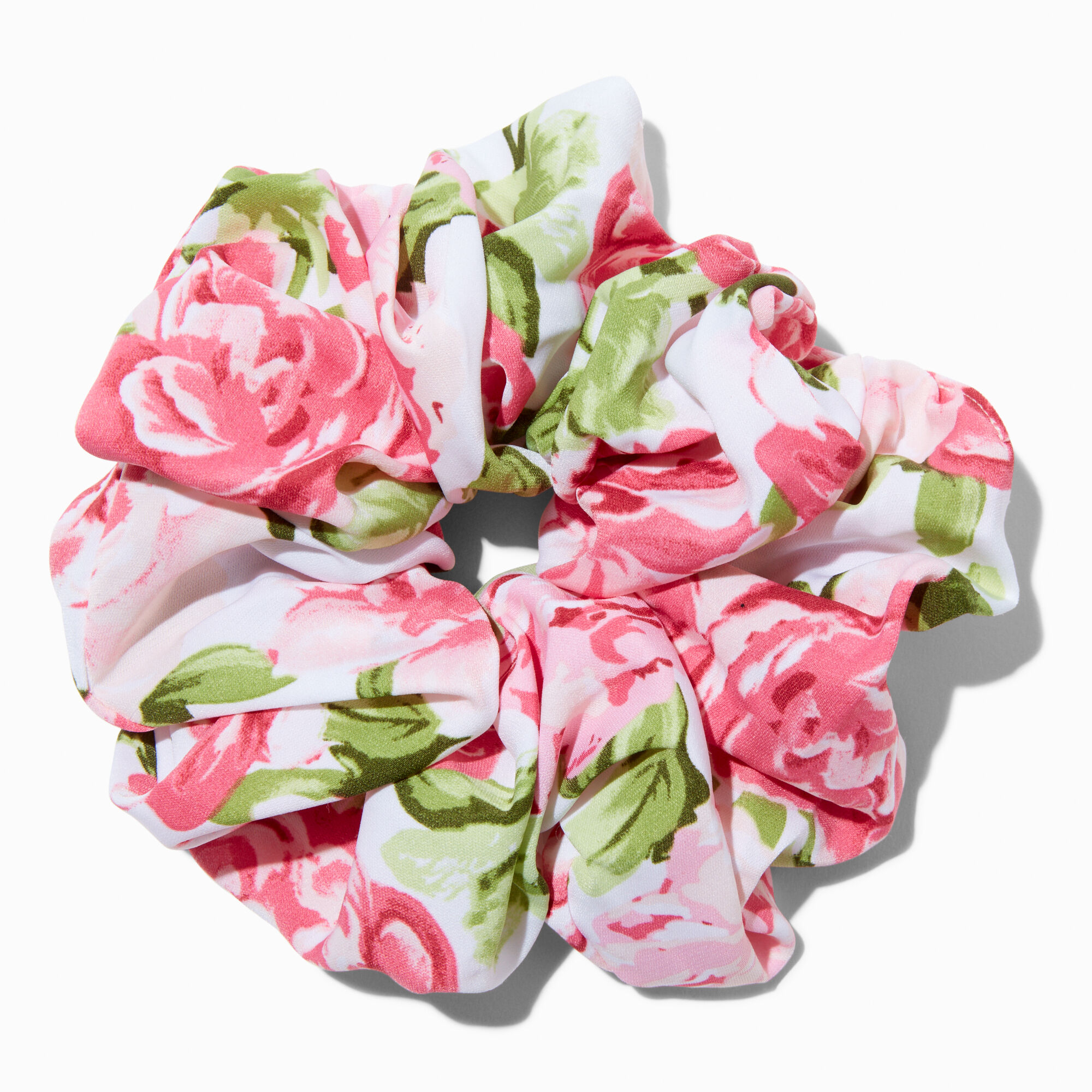 View Claires Giant Rose Print Hair Scrunchie Bracelet Pink information
