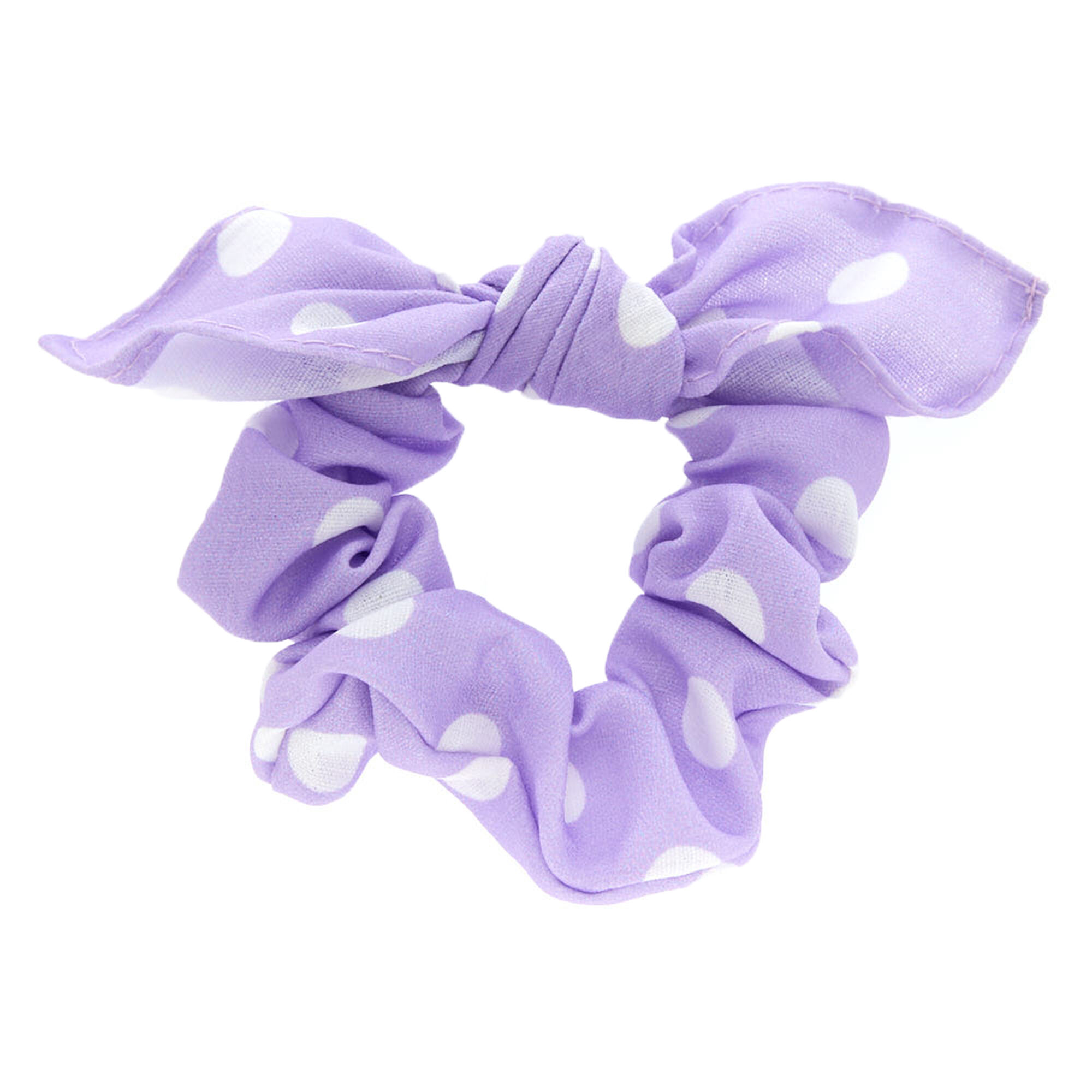 Polka Dot Knotted Bow Hair Scrunchie Purple Claire S Us