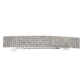 Silver Rhinestone Rectangle Hair Barrette,