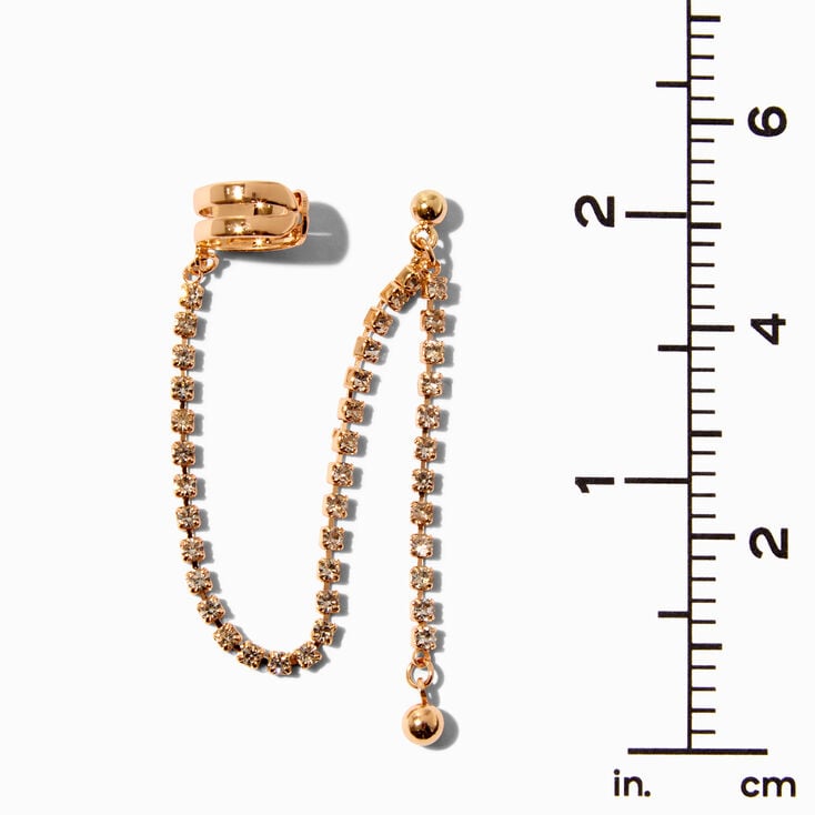 Gold 2&quot; Rhinestone Ball Ear Cuff Drop Earrings,