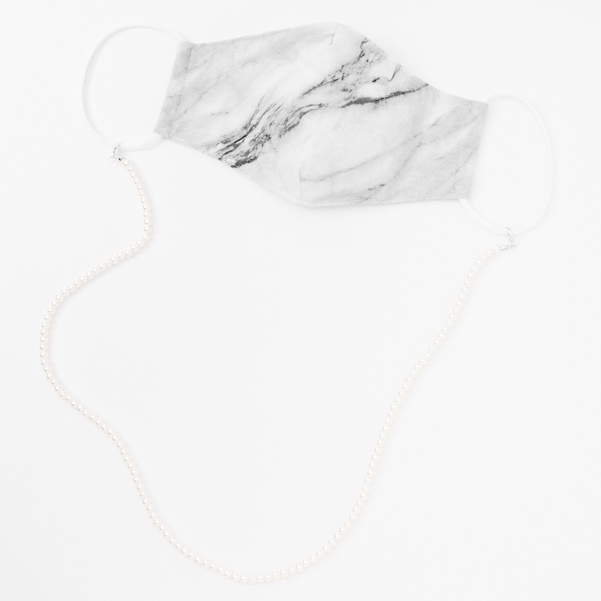 Silver Pearl Face Mask Chain Lanyard,
