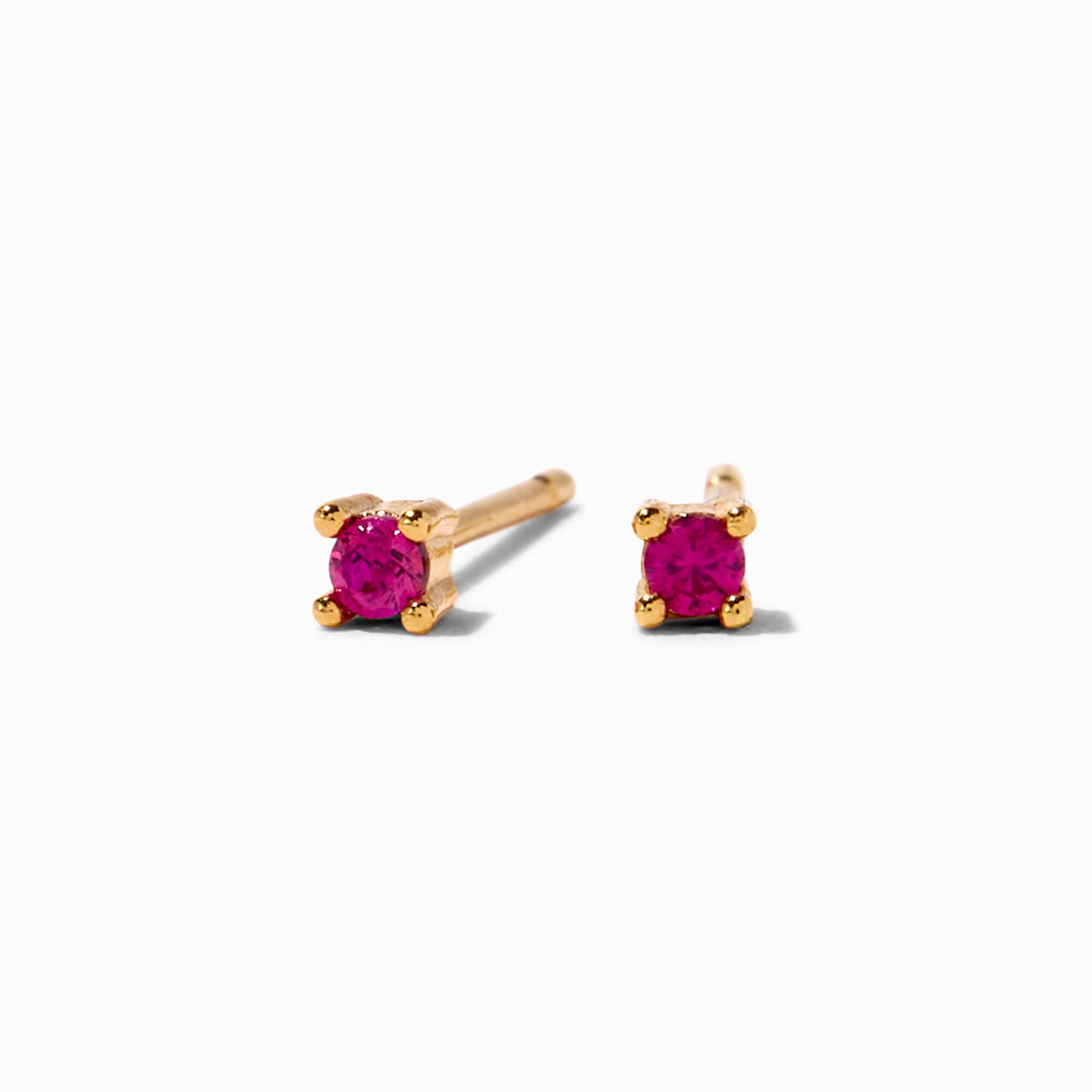 View C Luxe By Claires 18K Gold Plated Fuchsia Cubic Zirconia 2MM Round Stud Earrings Yellow information