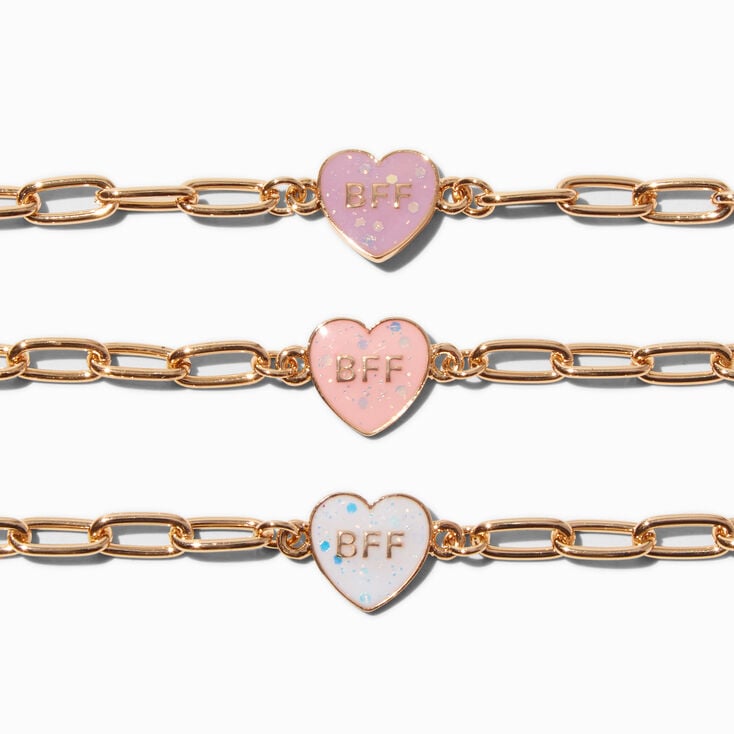 Best Friends Heart BFF UV Color-Changing Charm Bracelets - 3 Pack,