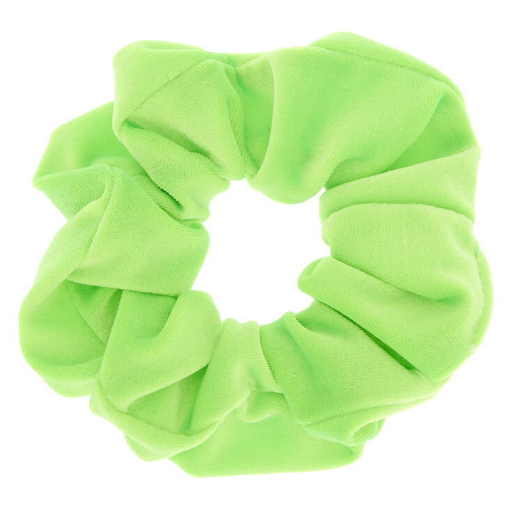 Claire's Chouchou en imitation velours vert fluo