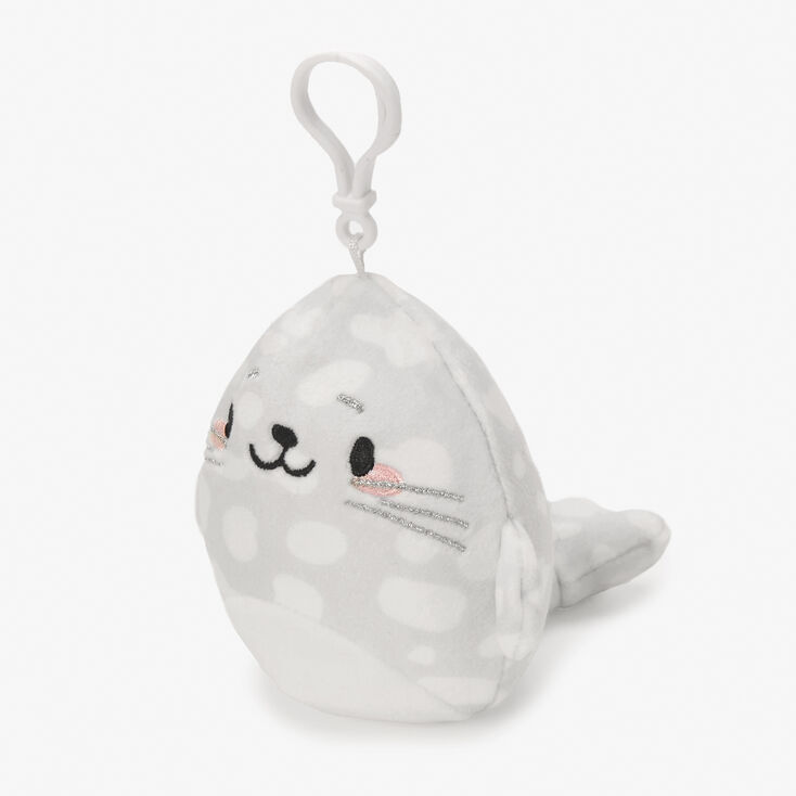 Squishmallows&trade; 3.5&quot; Claire&#39;s Exclusive Spotted Seal Plush Toy Bag Clip,