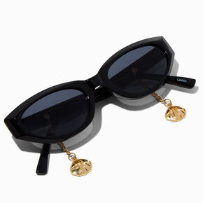 Black Oval Seashell Charm Sunglasses,