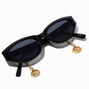 Black Oval Seashell Charm Sunglasses,
