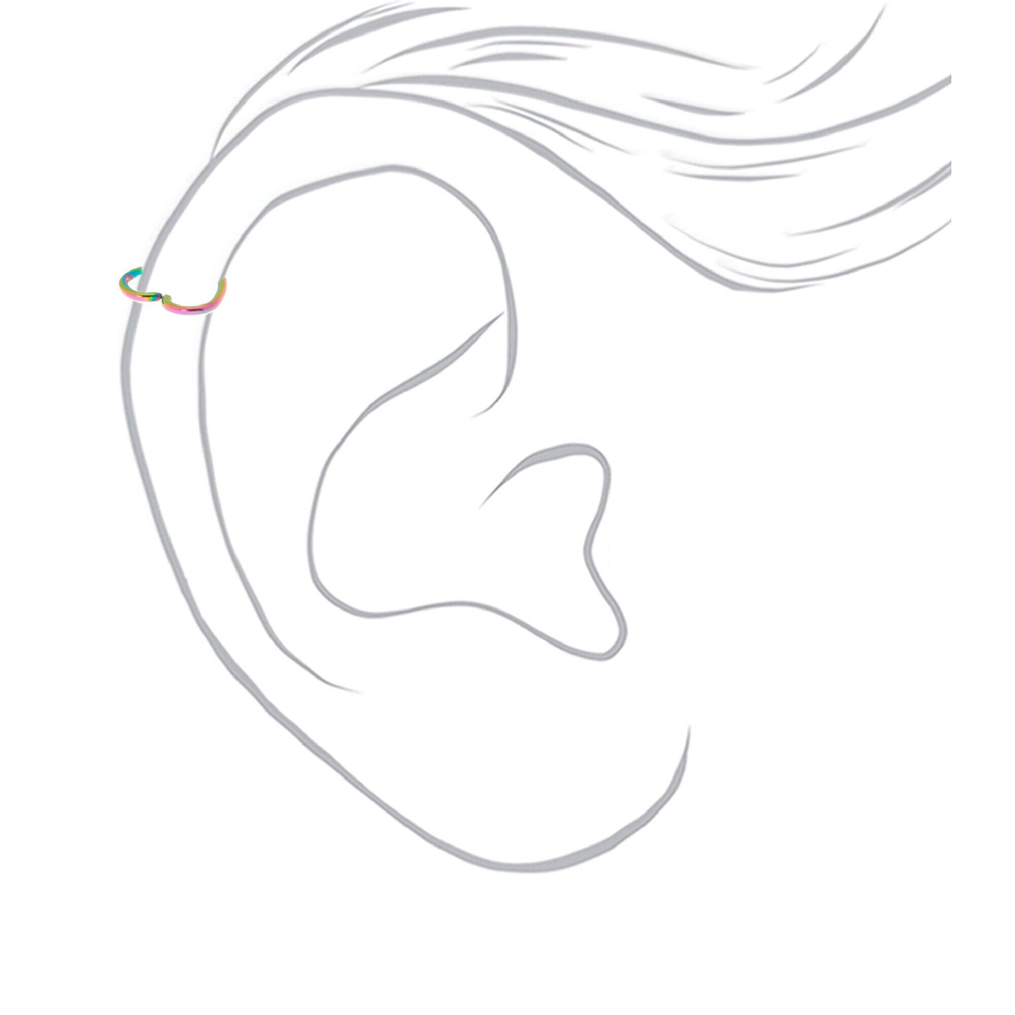 Mixed Metal Titanium 16G Anodized Heart Cartilage Hoop Earrings - 3 Pack,
