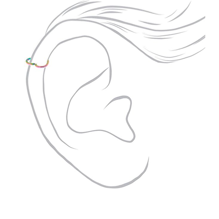 Mixed Metal Titanium 16G Anodized Heart Cartilage Hoop Earrings - 3 Pack,