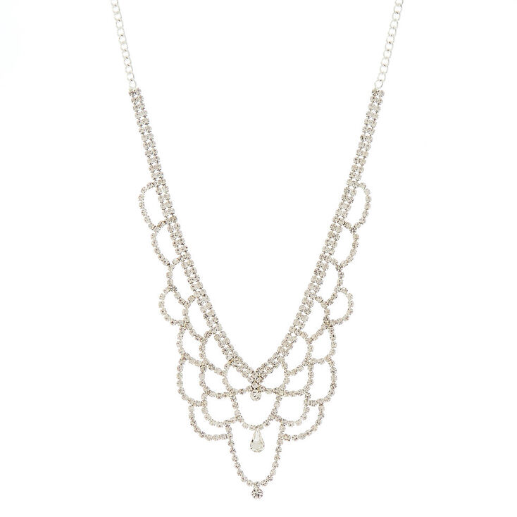 Claire's Collier volumineux à festons avec strass en verre couleur argenté