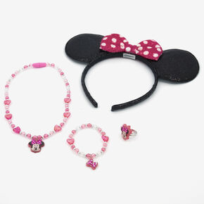 Oreilles et parure de bijoux Minnie Mouse Disney &ndash; Lot de 4,