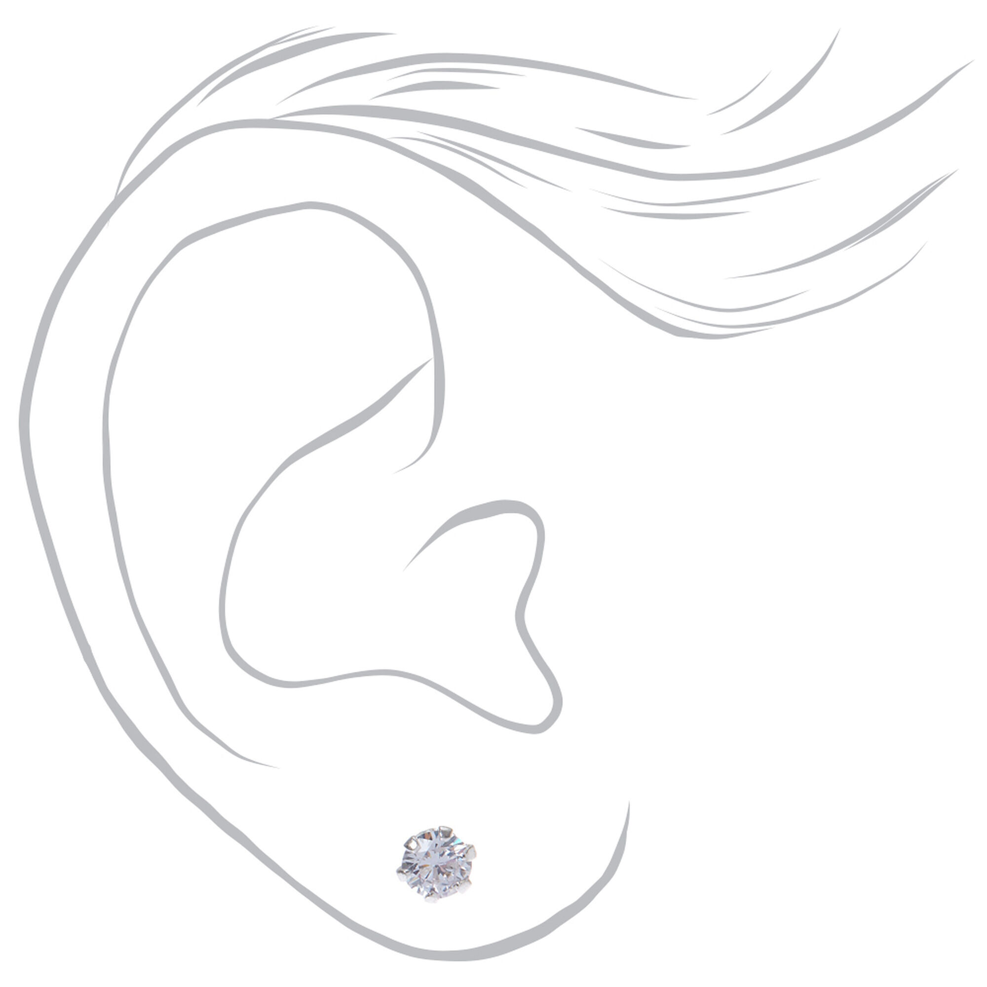 C LUXE by Claire's Sterling Silver Cubic Zirconia 2mm, 3mm, & 4mm Round Stud Earrings - 3 Pack