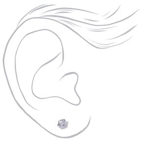 C LUXE by Claire&#39;s Sterling Silver Cubic Zirconia 2mm, 3mm, &amp; 4mm Round Stud Earrings - 3 Pack,